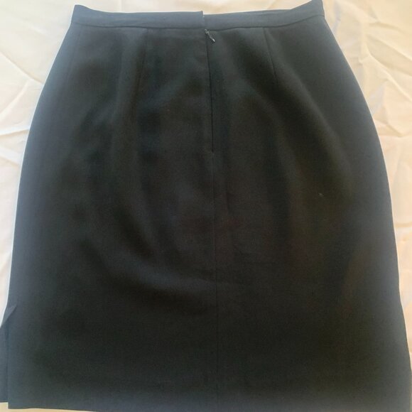 Ann Taylor Classic Black Pencil Skirt Back Zipper Side Slits Knee Length Size 6 - Picture 2 of 6